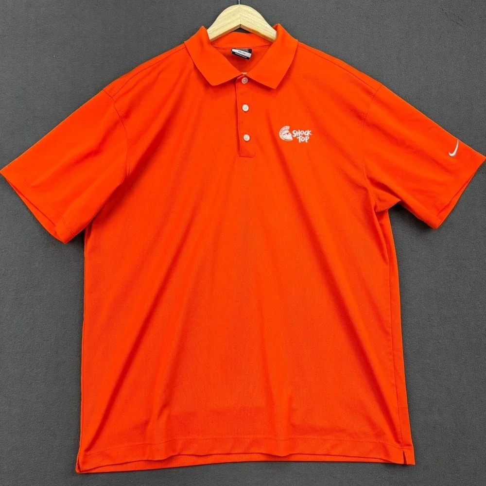 Nike Golf Dri-Fit Polo Shirt XL Orange Shock Top Men's Athletic Golf